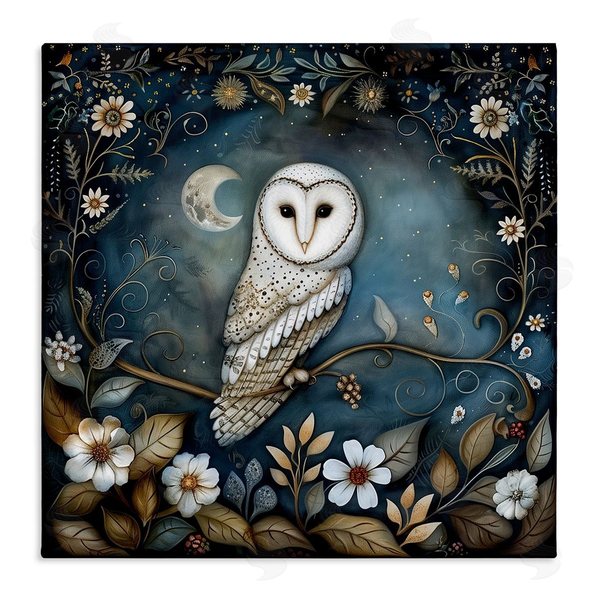 The Dutch Lady White Owl Forest Scene Canvas Wall Art Print