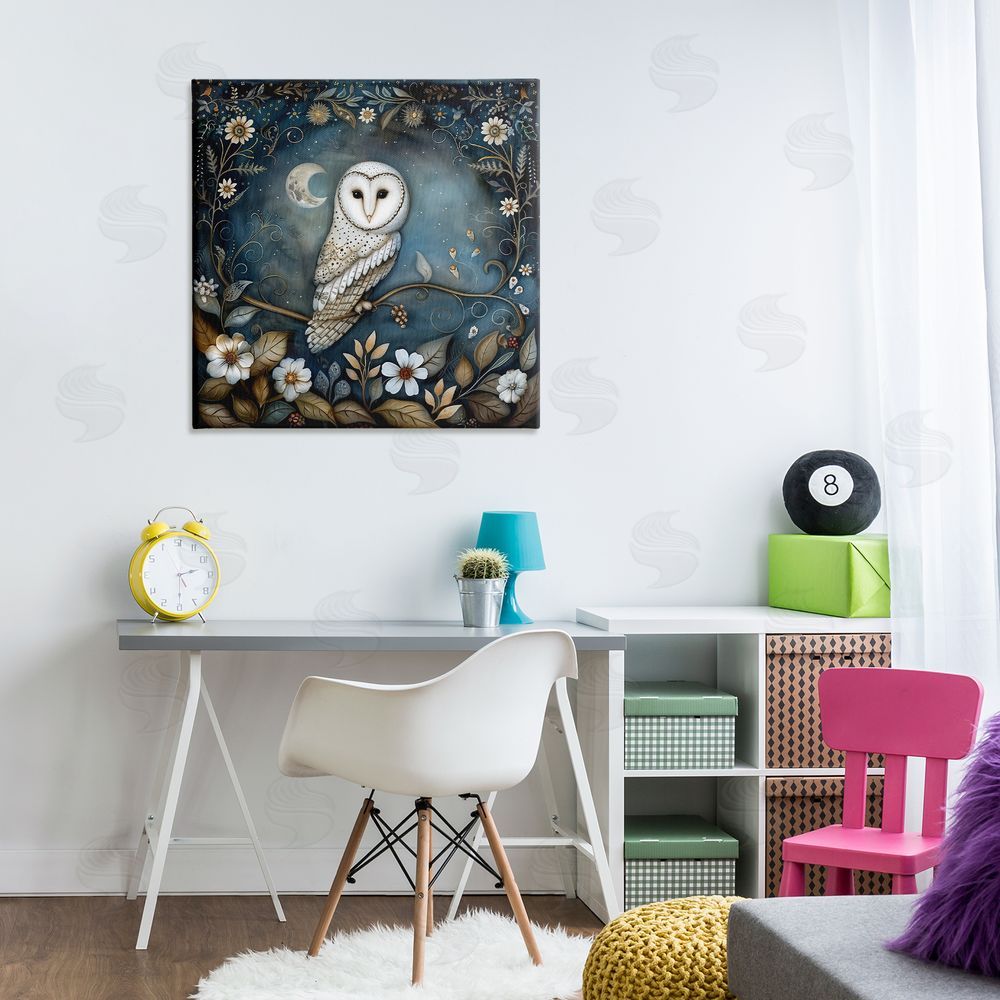 The Dutch Lady White Owl Forest Scene Canvas Wall Art Print in Room