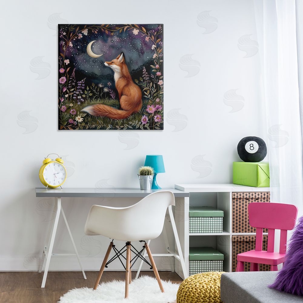 The Dutch Lady Woodland Fox Night Forest Canvas Wall Art Print in Room