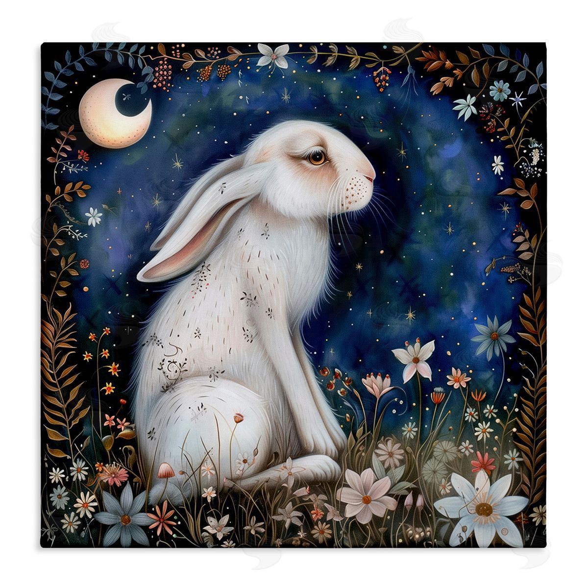 The Dutch Lady White Rabbit Forest Scene Canvas Wall Art Print