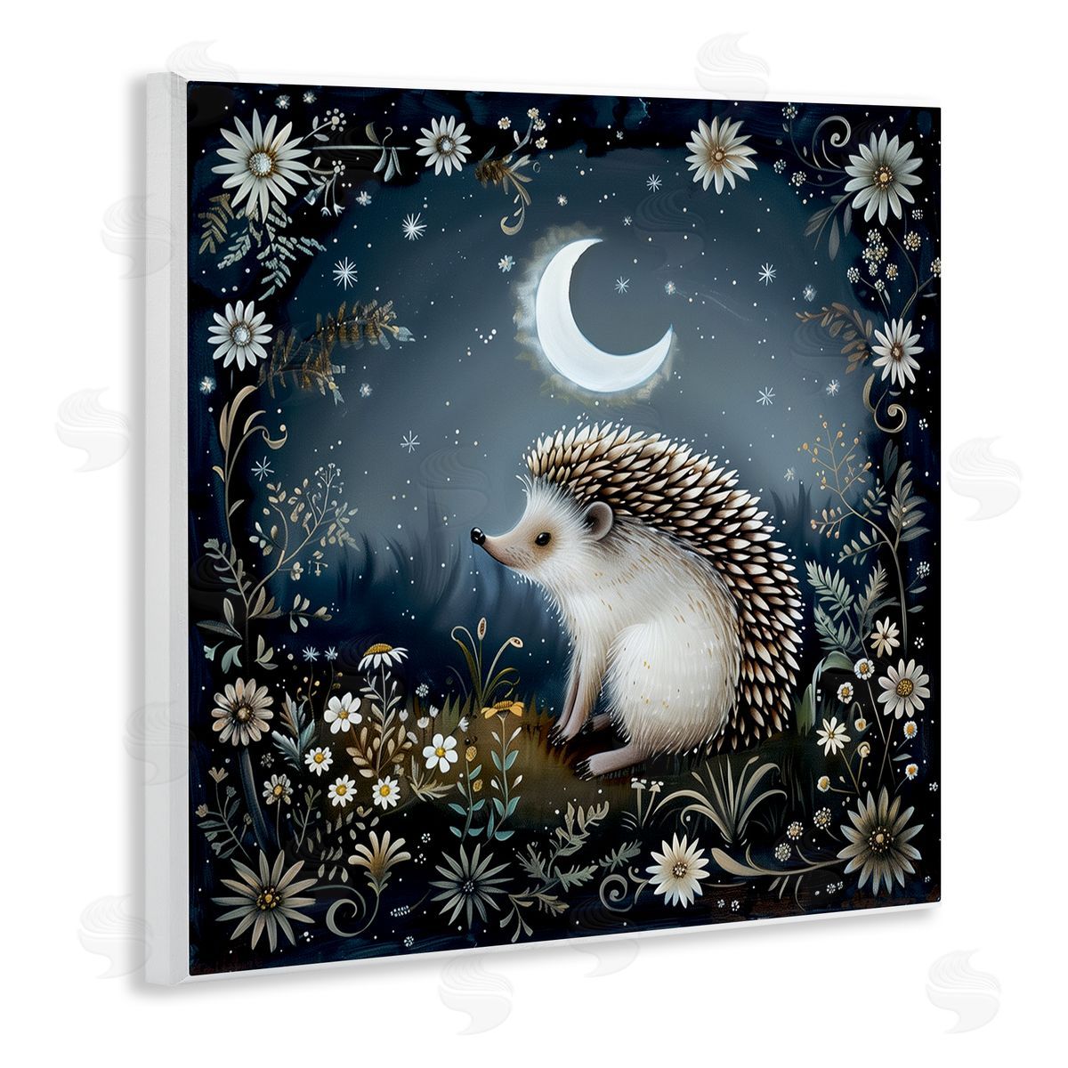 The Dutch Lady Hedgehog Under Forest Moon Wooden Wall Plaque Art Print