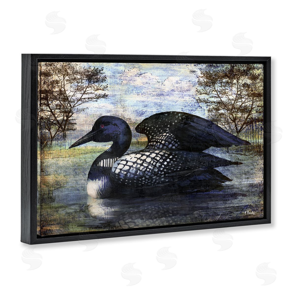 Paul Brent Loon in Rustic Pond Black Floating Frame Canvas Wall Art Print