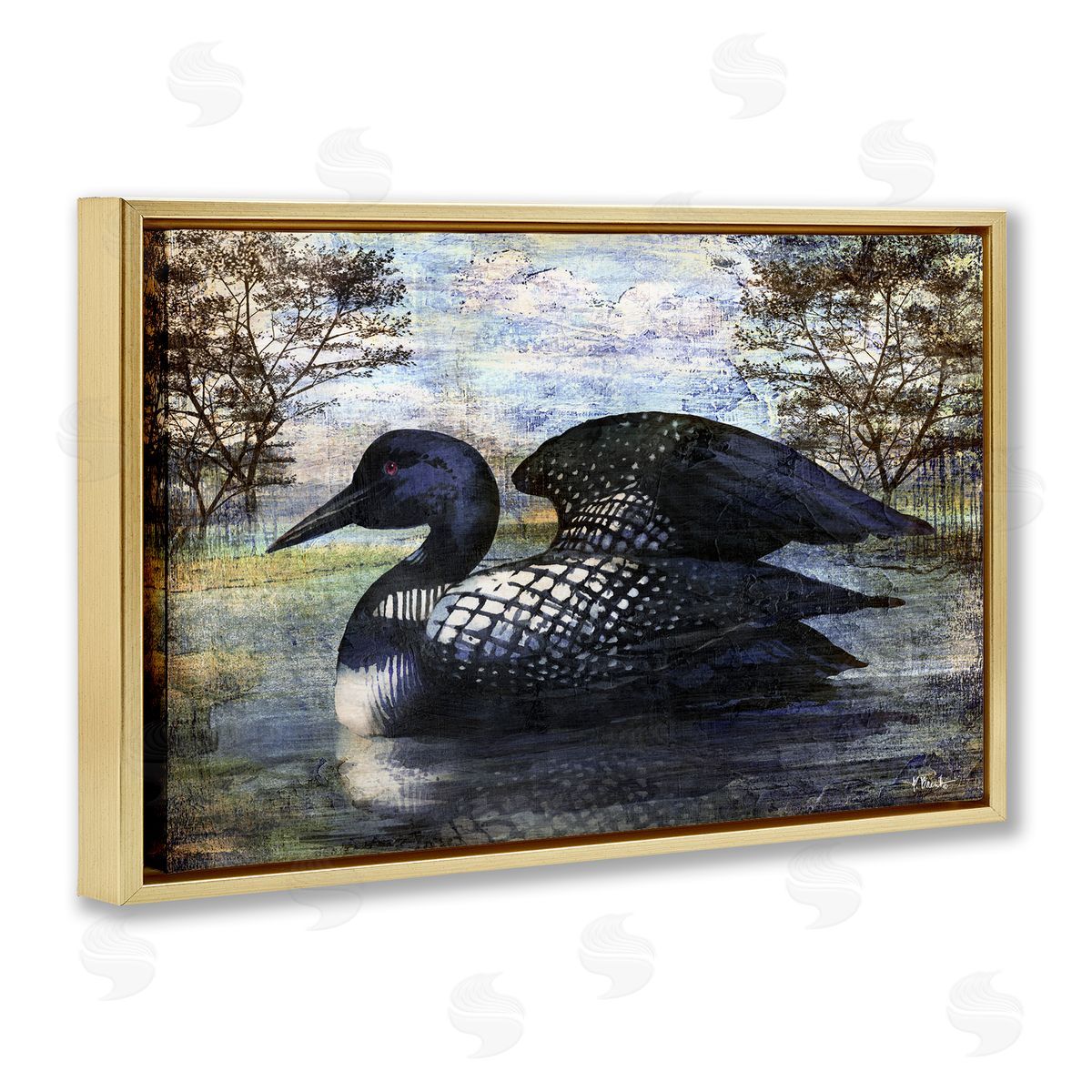 Paul Brent Loon in Rustic Pond Gold Floating Frame Canvas Wall Art Print