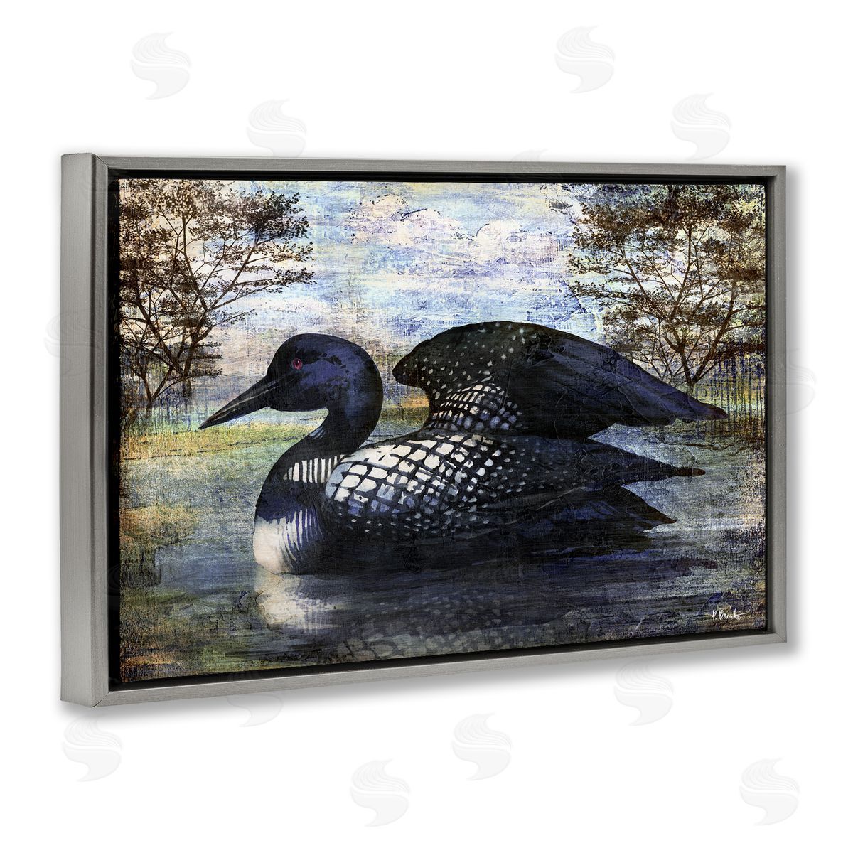 Paul Brent Loon in Rustic Pond Gray Floating Frame Canvas Wall Art Print