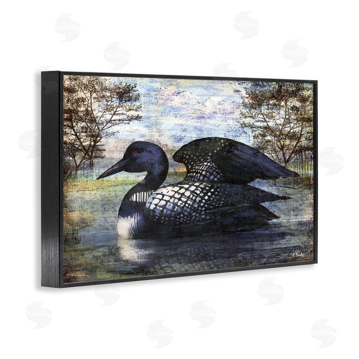 Paul Brent Loon in Rustic Pond Black Framed Giclee Wall Art Print