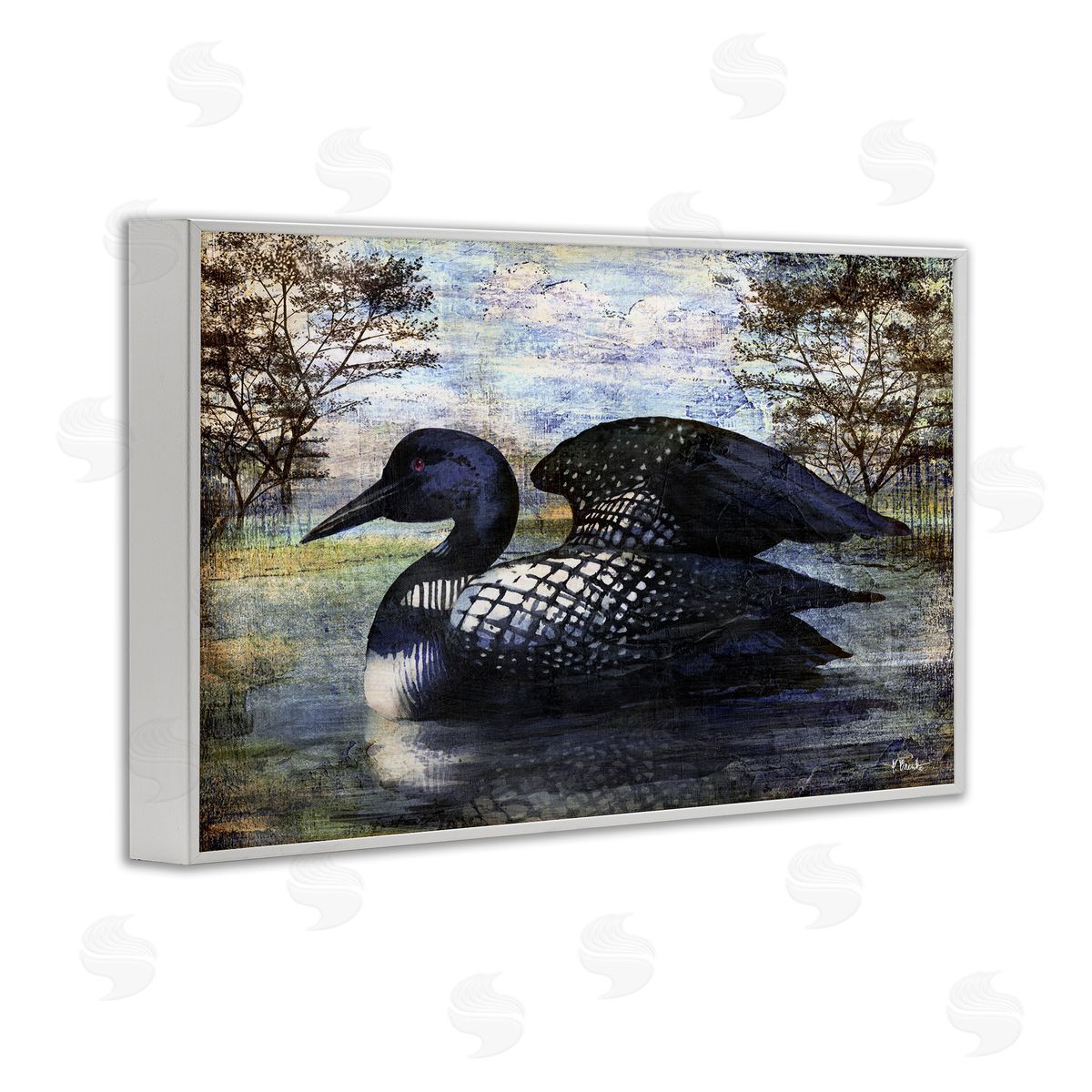 Paul Brent Loon in Rustic Pond White Framed Giclee Wall Art Print