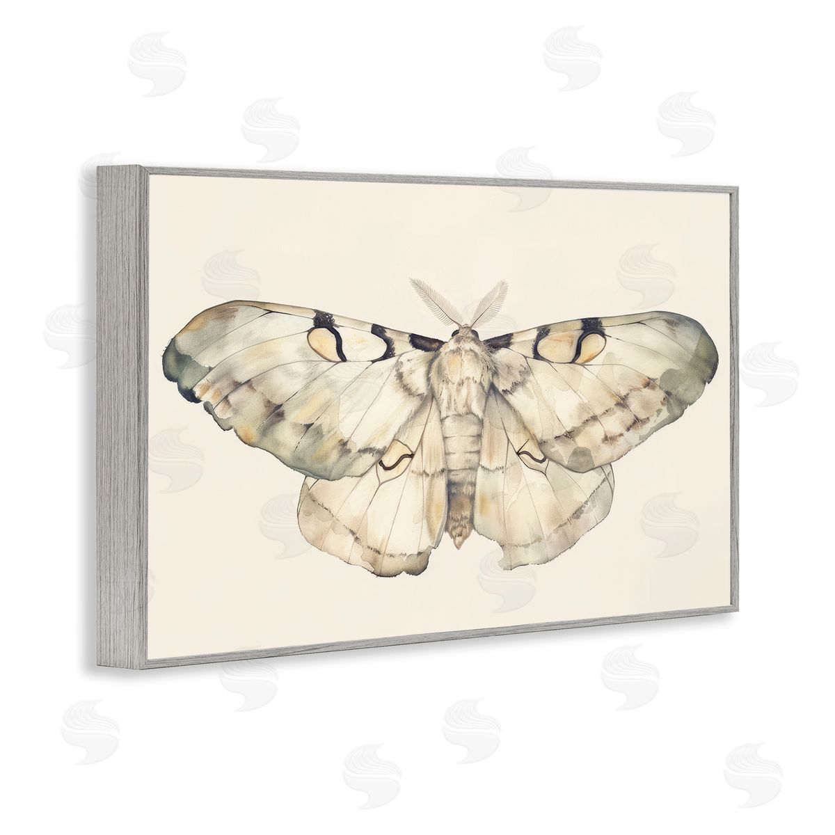 Petal Prints Design Dusty Beige Moth Gray Framed Giclee Wall Art Print