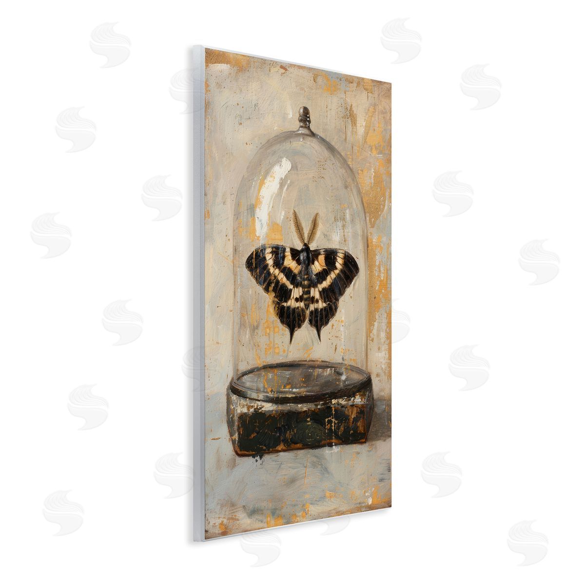 Petal Prints Design Rustic Moth in Glass Wooden Wall Plaque Art Print