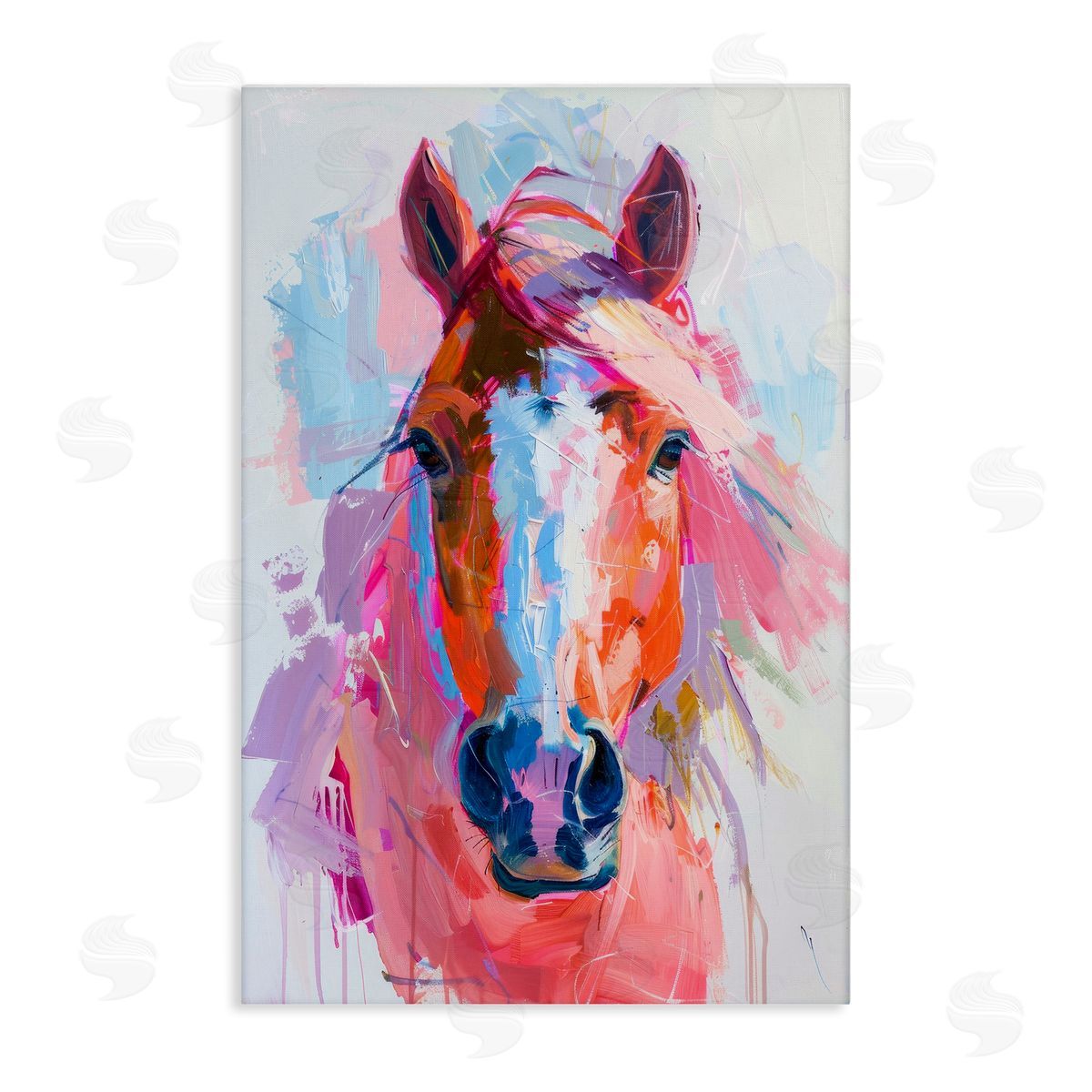 Petal Prints Design Sunset Horse Visage Canvas Wall Art Print