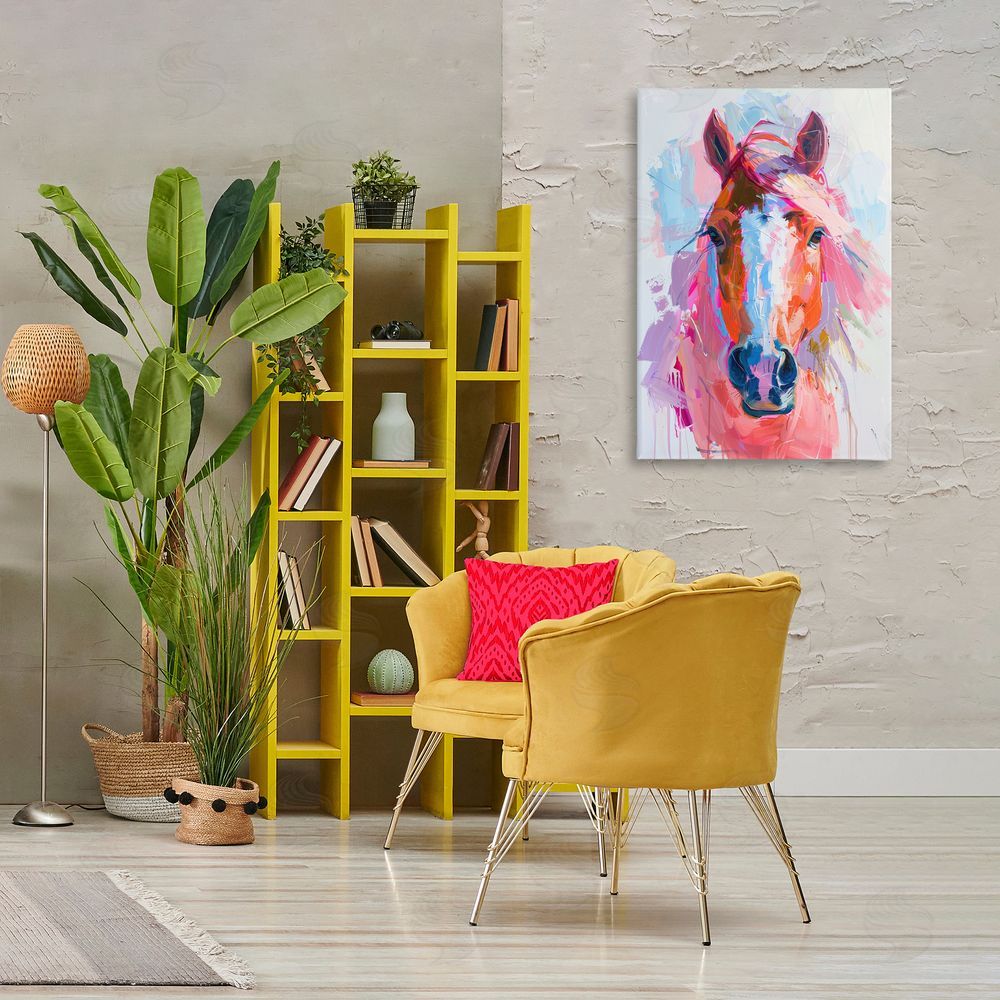 Petal Prints Design Sunset Horse Visage Canvas Wall Art Print in Room