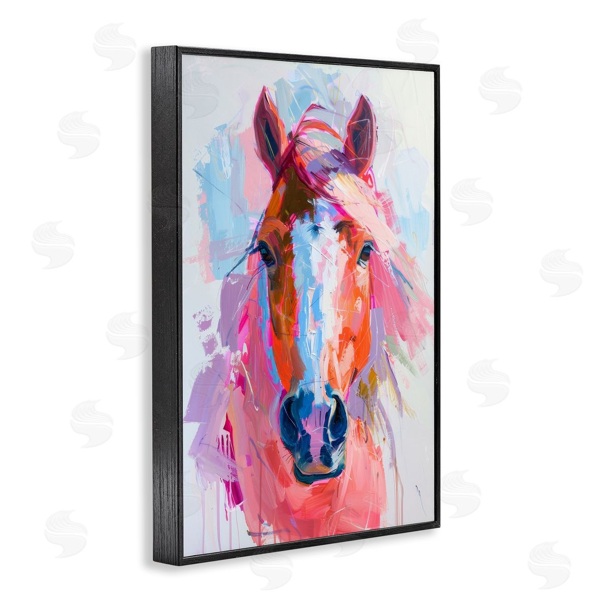 Petal Prints Design Sunset Horse Visage Black Framed Giclee Wall Art Print