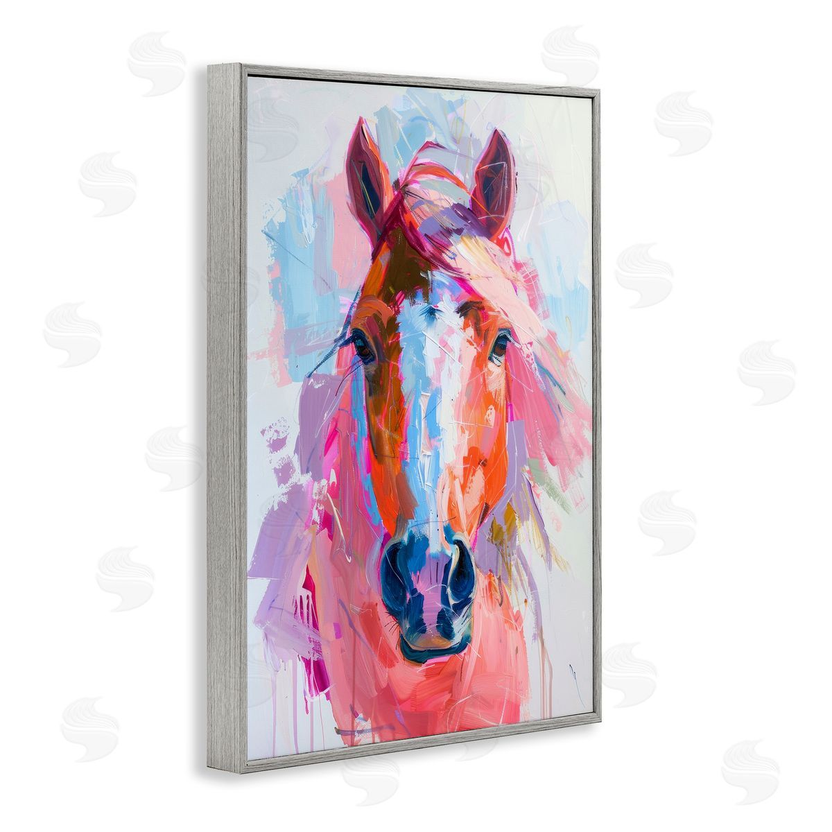 Petal Prints Design Sunset Horse Visage Gray Framed Giclee Wall Art Print