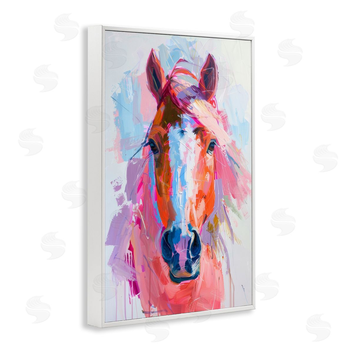 Petal Prints Design Sunset Horse Visage White Framed Giclee Wall Art Print
