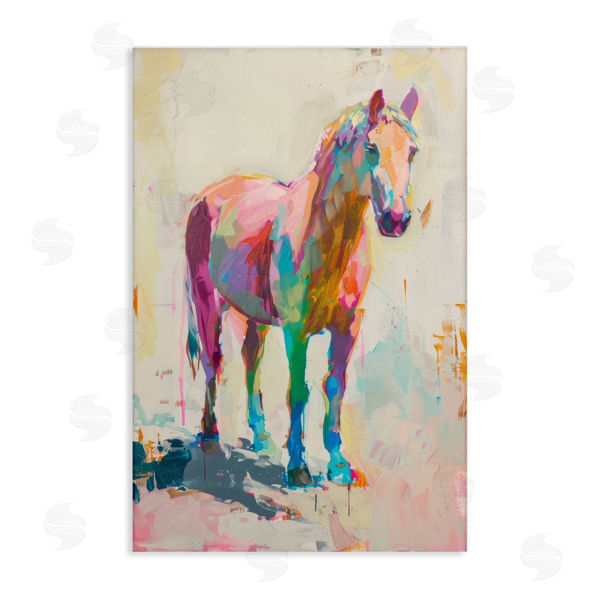 Petal Prints Design Sunset Hued Horse Canvas Wall Art Print
