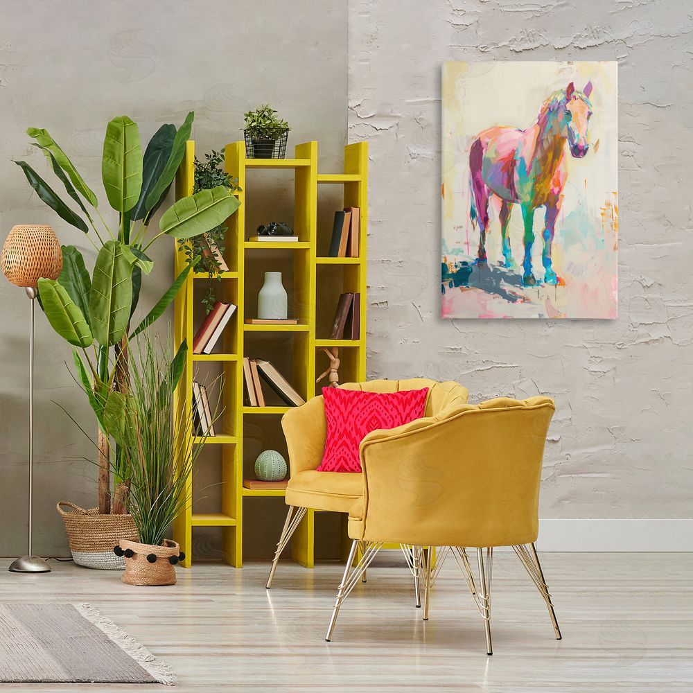 Petal Prints Design Sunset Hued Horse Canvas Wall Art Print in Room