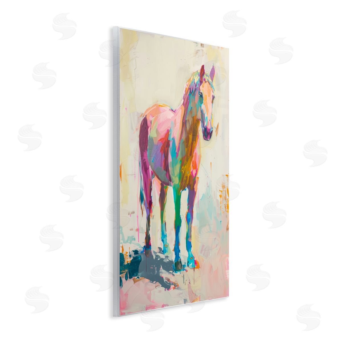 Petal Prints Design Sunset Hued Horse Wooden Wall Plaque Art Print