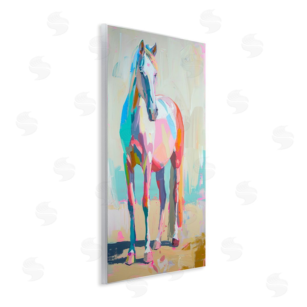Petal Prints Design Pastel Hued Horse Wooden Wall Plaque Art Print