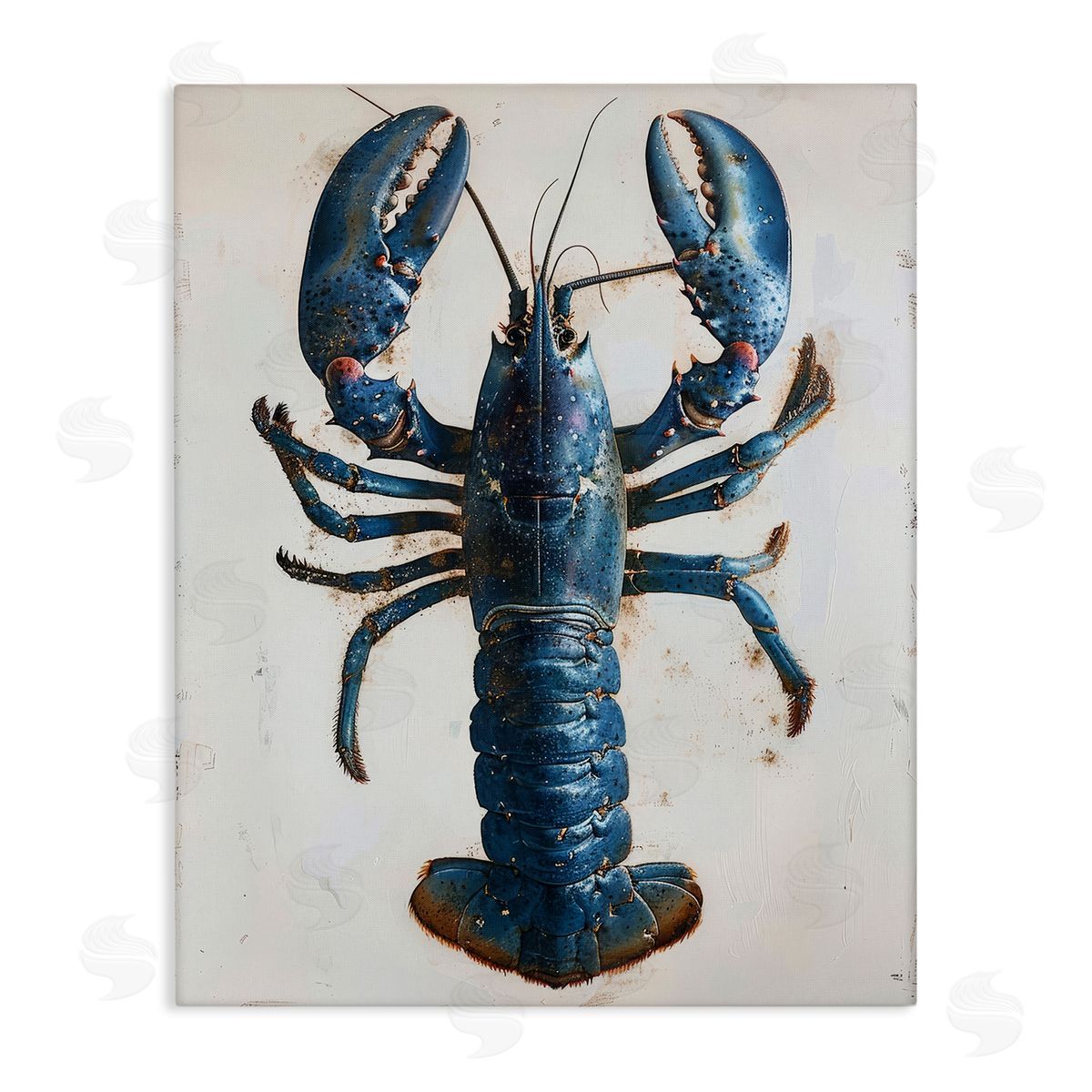 Petal Prints Design Cyan Crustacean Lobster Canvas Wall Art Print
