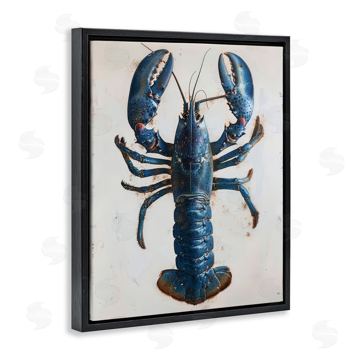 Petal Prints Design Cyan Crustacean Lobster Black Floating Frame Canvas Wall Art Print