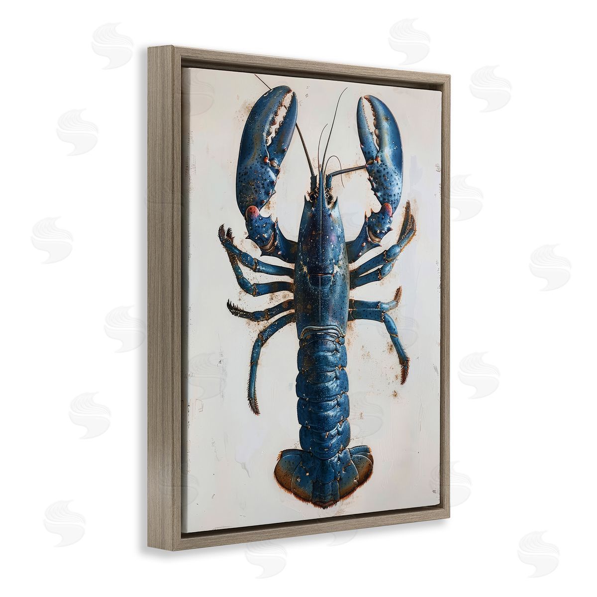 Petal Prints Design Cyan Crustacean Lobster Brown Floating Frame Canvas Wall Art Print