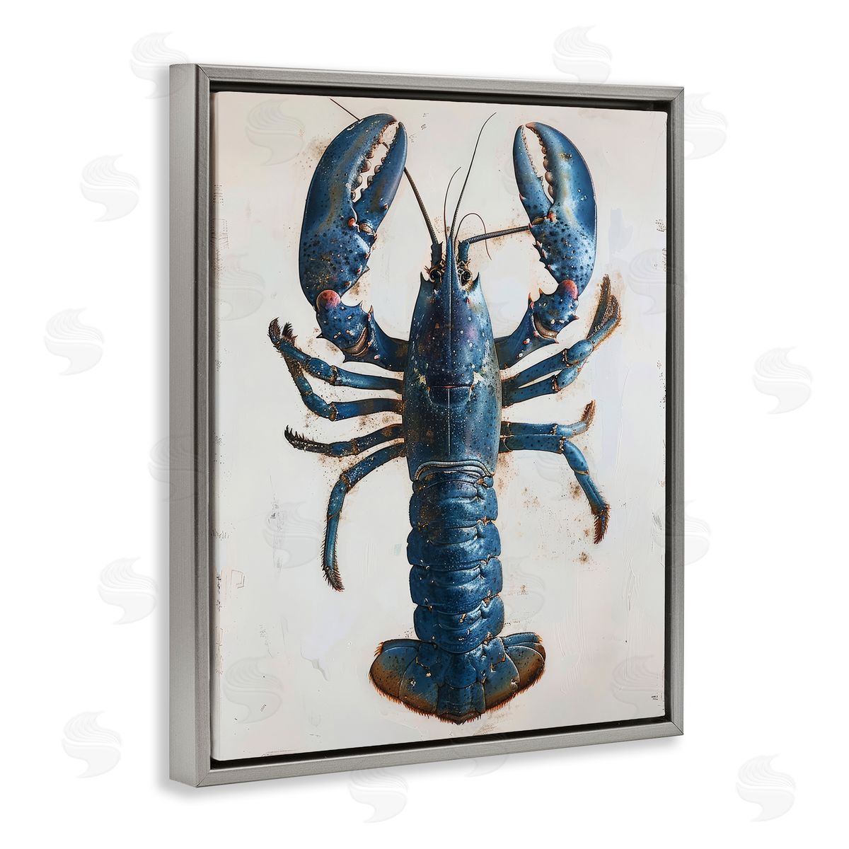 Petal Prints Design Cyan Crustacean Lobster Gray Floating Frame Canvas Wall Art Print