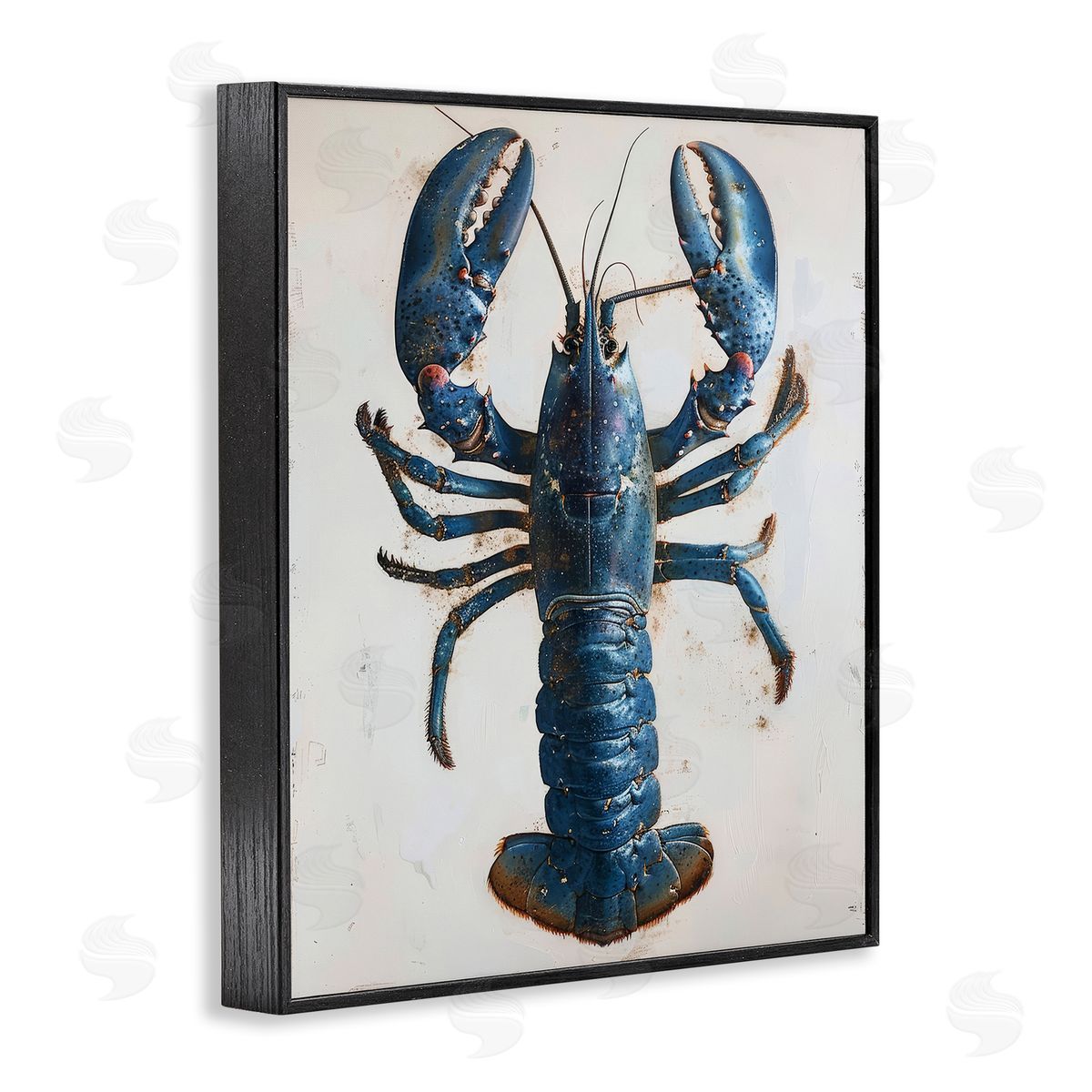 Petal Prints Design Cyan Crustacean Lobster Black Framed Giclee Wall Art Print