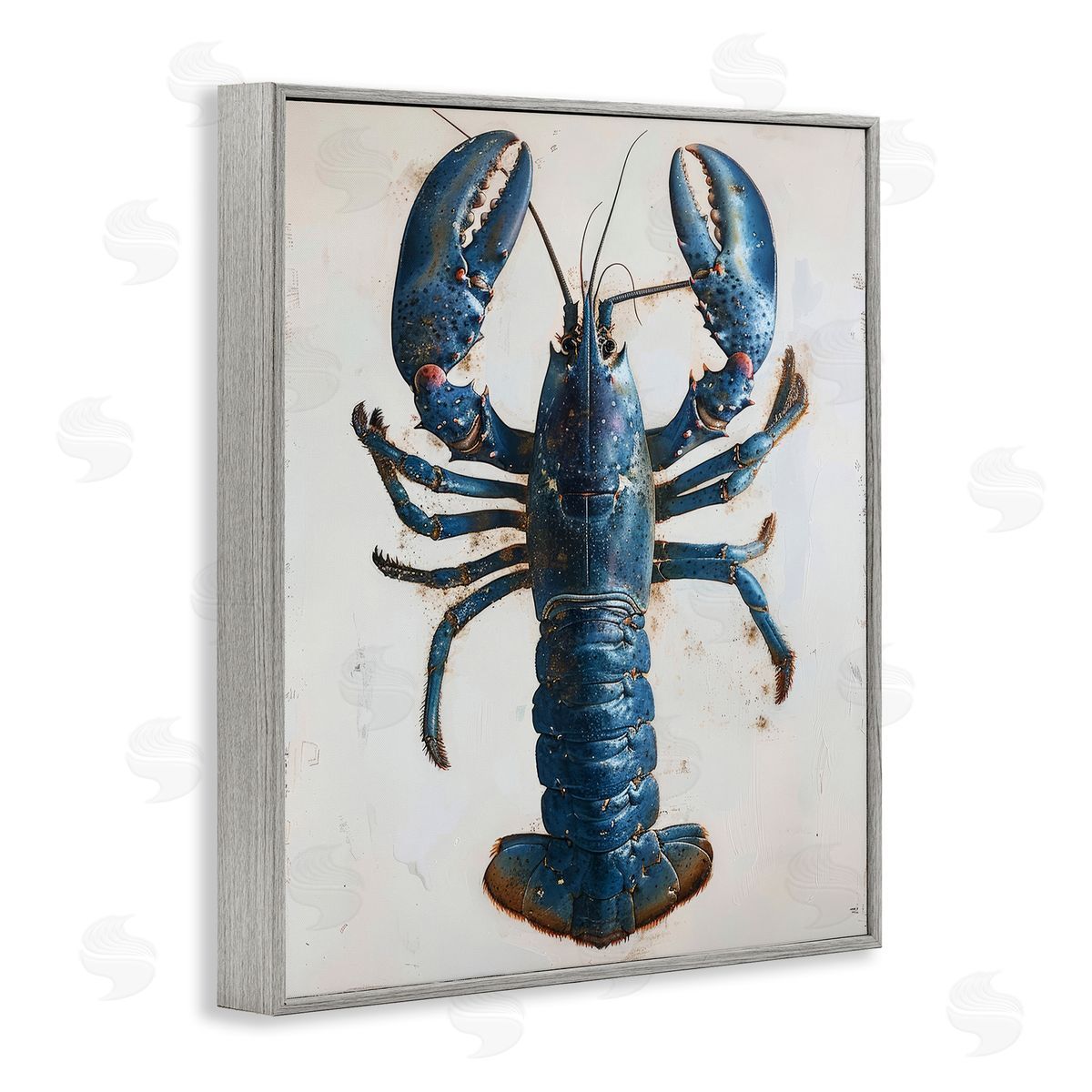 Petal Prints Design Cyan Crustacean Lobster Gray Framed Giclee Wall Art Print