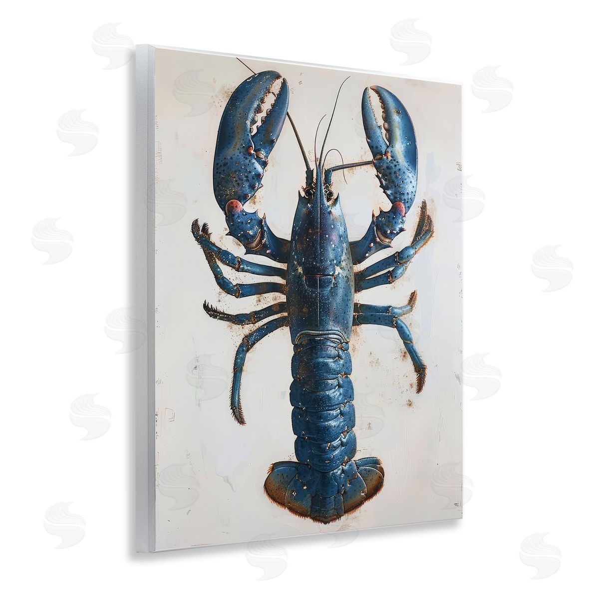 Petal Prints Design Cyan Crustacean Lobster Wooden Wall Plaque Art Print