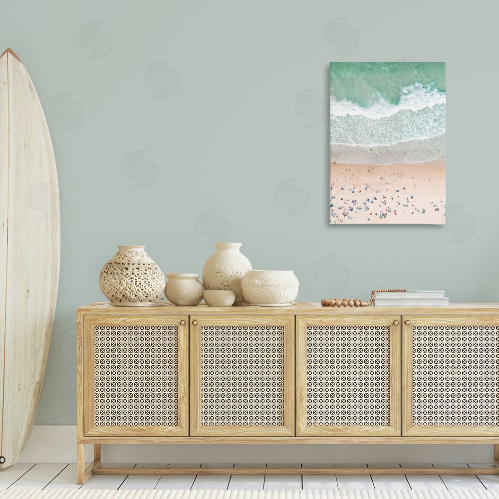 Sisi and Seb Aerial Summer Beach Canvas Wall Art Print in Room