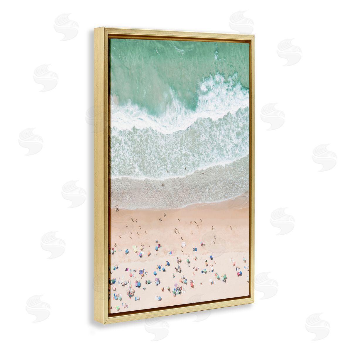 Sisi and Seb Aerial Summer Beach Gold Floating Frame Canvas Wall Art Print