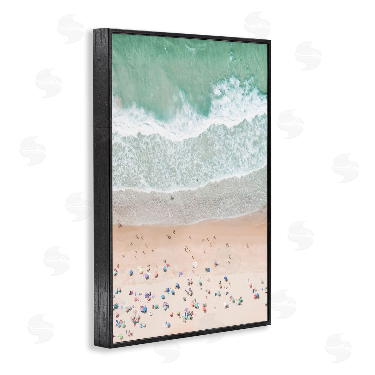 Sisi and Seb Aerial Summer Beach Black Framed Giclee Wall Art Print