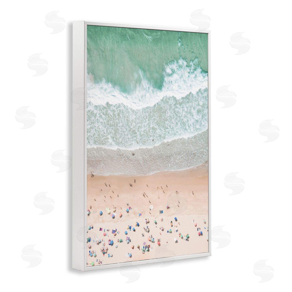 Sisi and Seb Aerial Summer Beach White Framed Giclee Wall Art Print