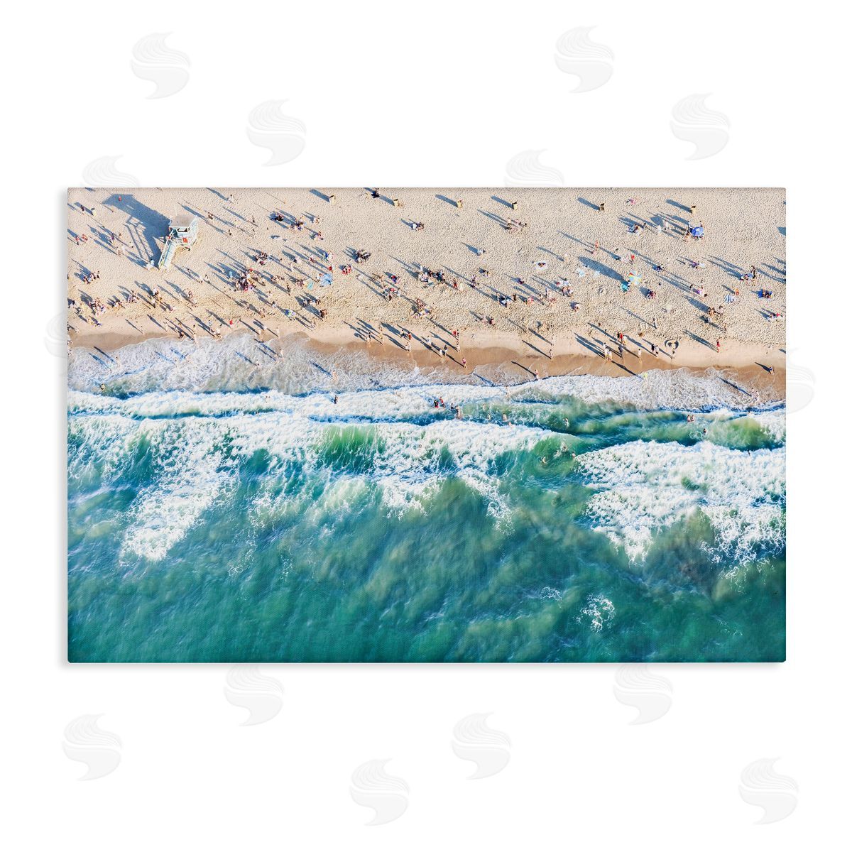 Sisi and Seb Aerial Tide Beach Foam Canvas Wall Art Print