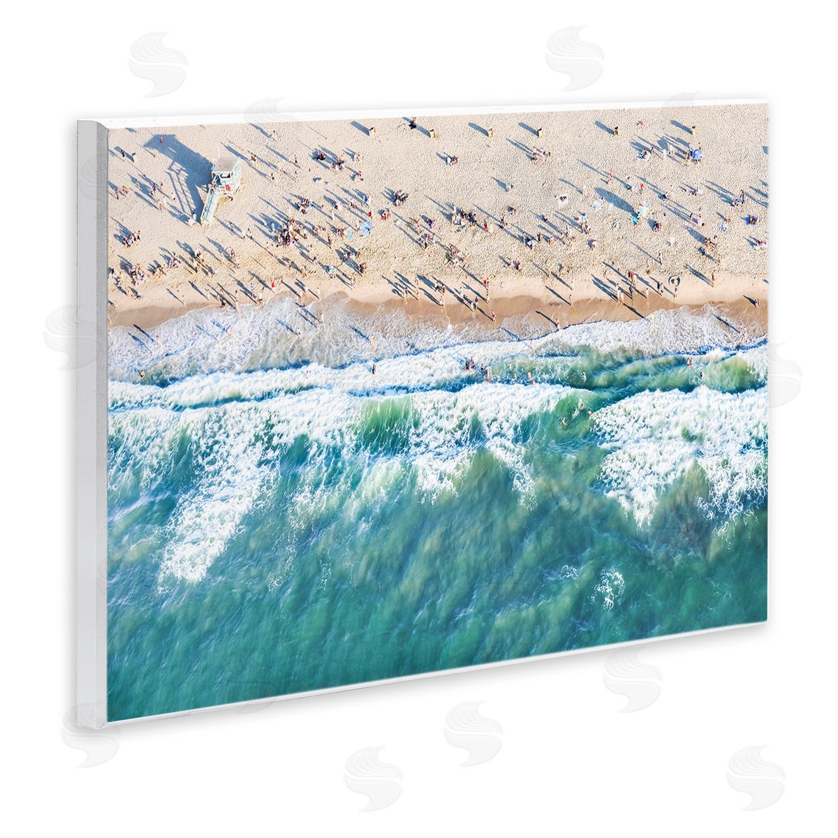 Sisi and Seb Aerial Tide Beach Foam Wooden Wall Plaque Art Print