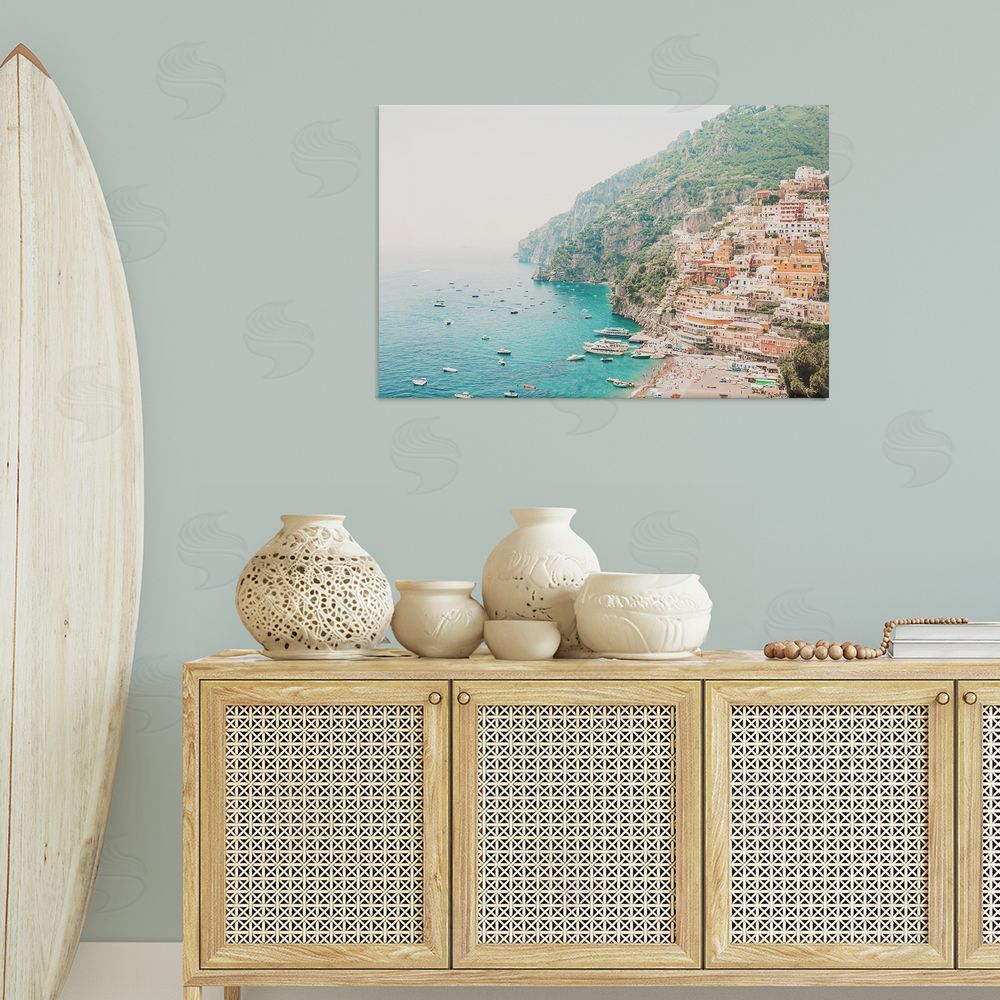 Sisi and Seb Amalfi Coast Harbor Canvas Wall Art Print in Room