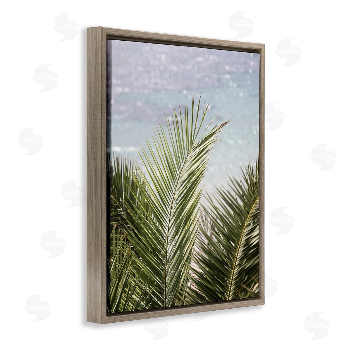 Sisi and Seb Graceful Palms by Sea Brown Floating Frame Canvas Wall Art Print