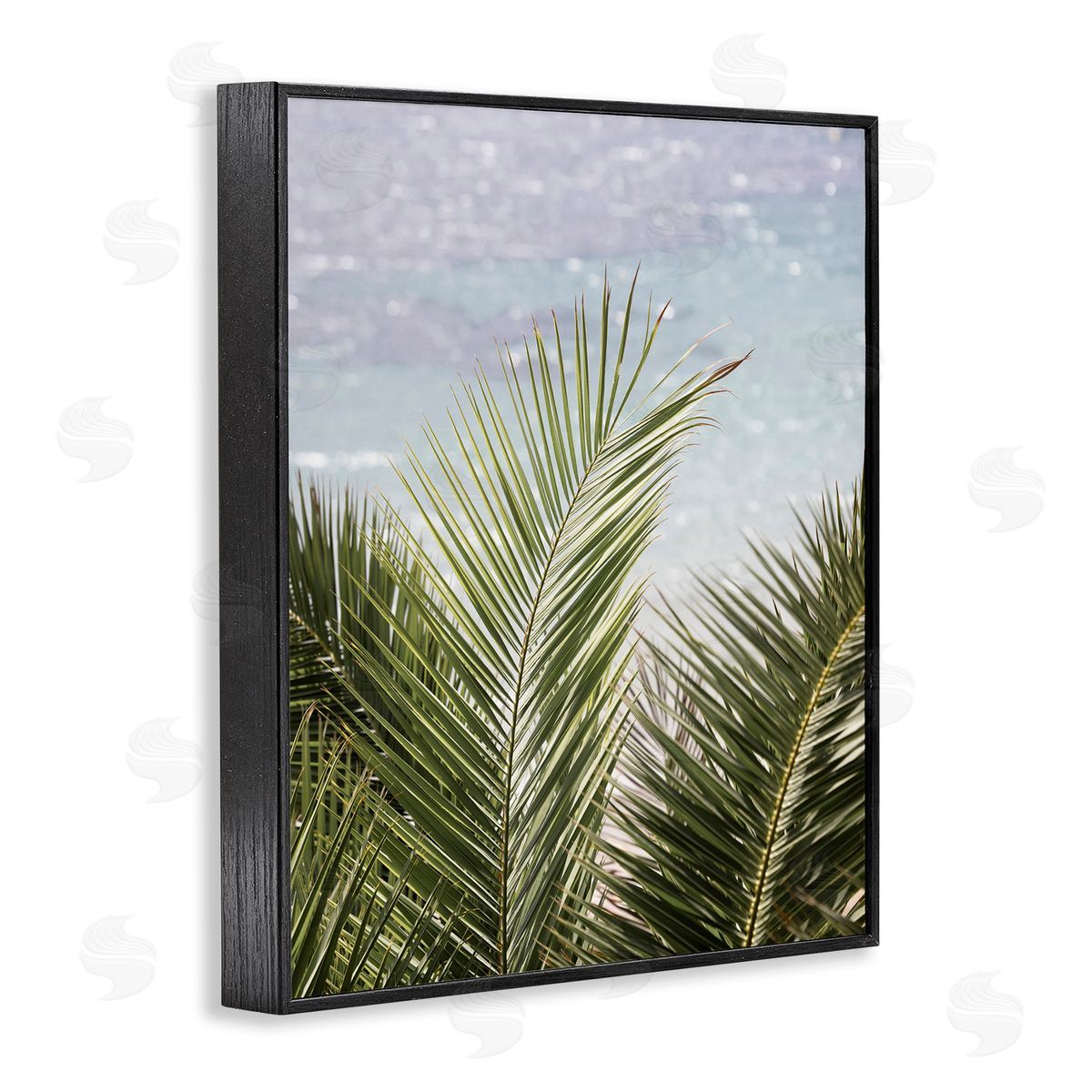 Sisi and Seb Graceful Palms by Sea Black Framed Giclee Wall Art Print