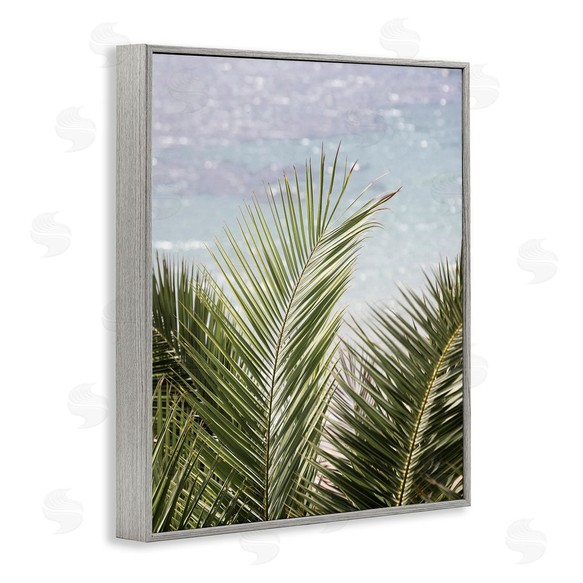 Sisi and Seb Graceful Palms by Sea Gray Framed Giclee Wall Art Print