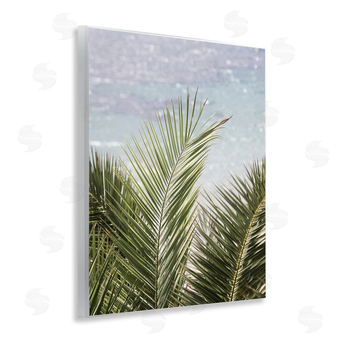 Sisi and Seb Graceful Palms by Sea Wooden Wall Plaque Art Print