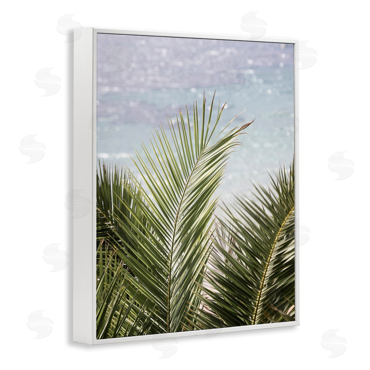 Sisi and Seb Graceful Palms by Sea White Framed Giclee Wall Art Print