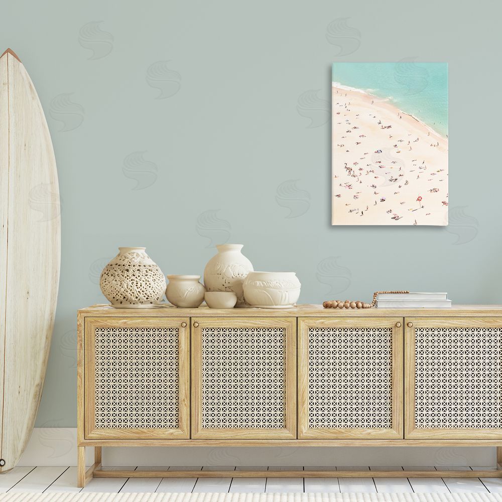 Sisi and Seb Summer Beachgoer Crowd Canvas Wall Art Print in Room