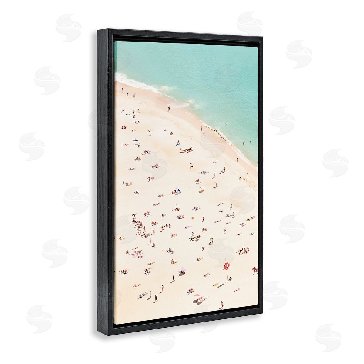 Sisi and Seb Summer Beachgoer Crowd Black Floating Frame Canvas Wall Art Print