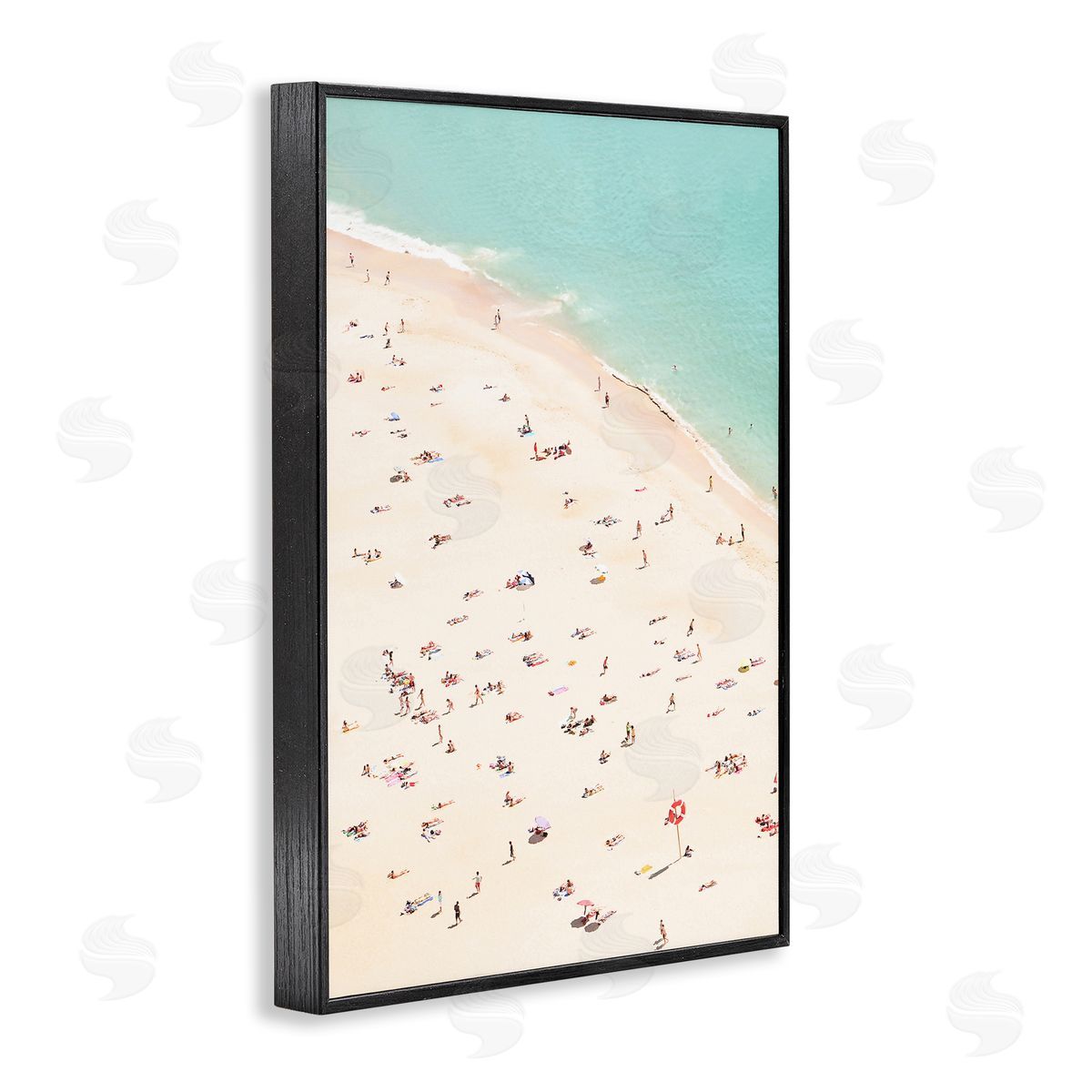 Sisi and Seb Summer Beachgoer Crowd Black Framed Giclee Wall Art Print