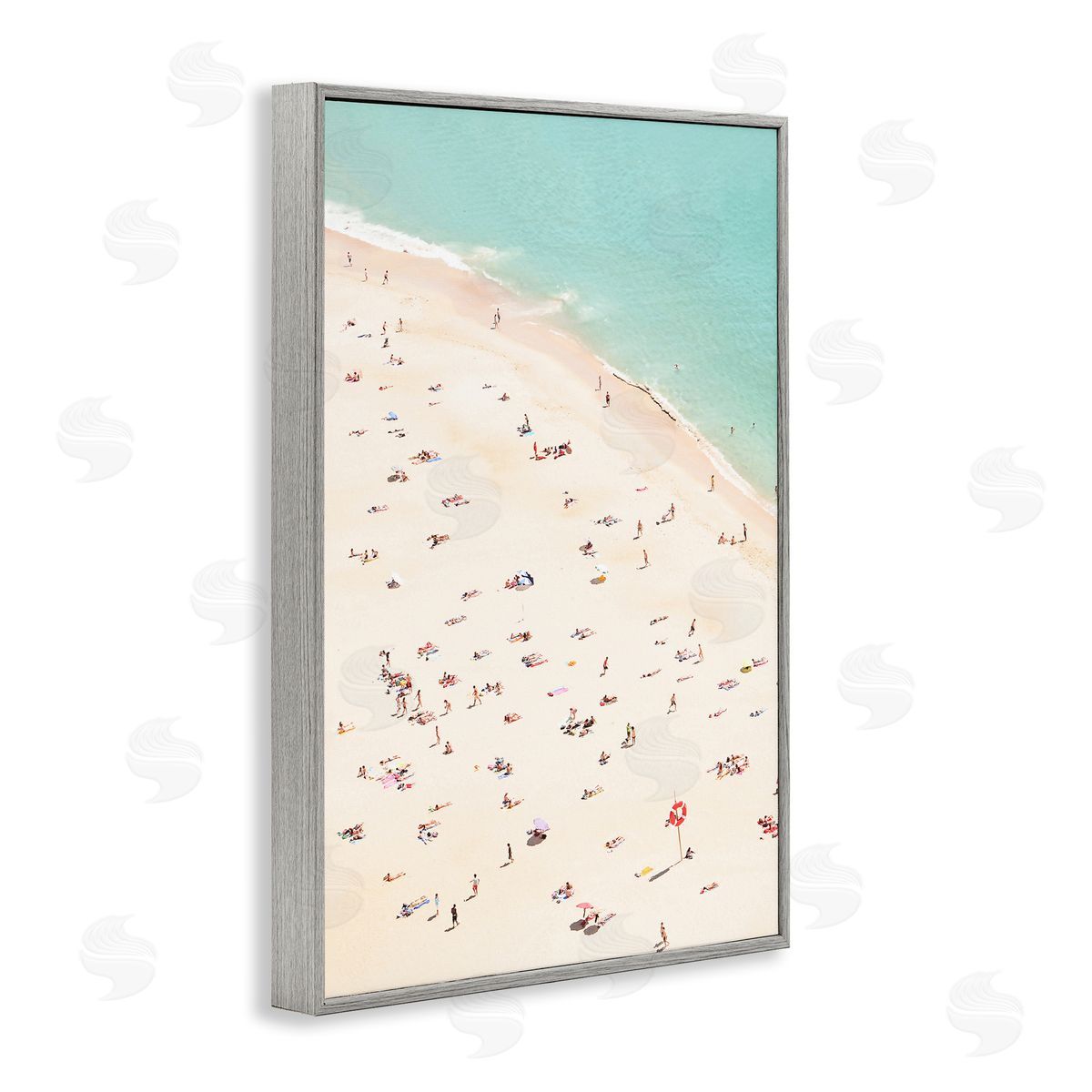 Sisi and Seb Summer Beachgoer Crowd Gray Framed Giclee Wall Art Print