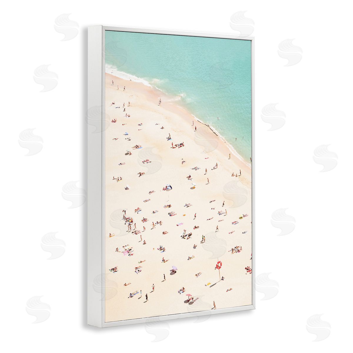 Sisi and Seb Summer Beachgoer Crowd White Framed Giclee Wall Art Print