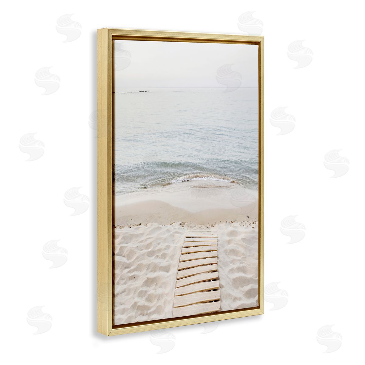 Sisi and Seb Steps Toward Beach Shore Gold Floating Frame Canvas Wall Art Print