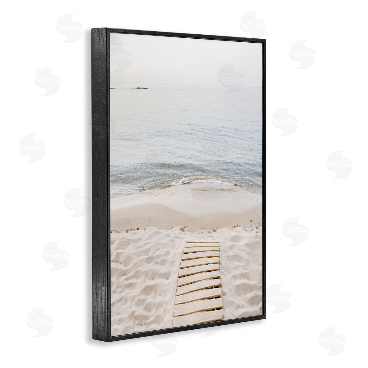 Sisi and Seb Steps Toward Beach Shore Black Framed Giclee Wall Art Print