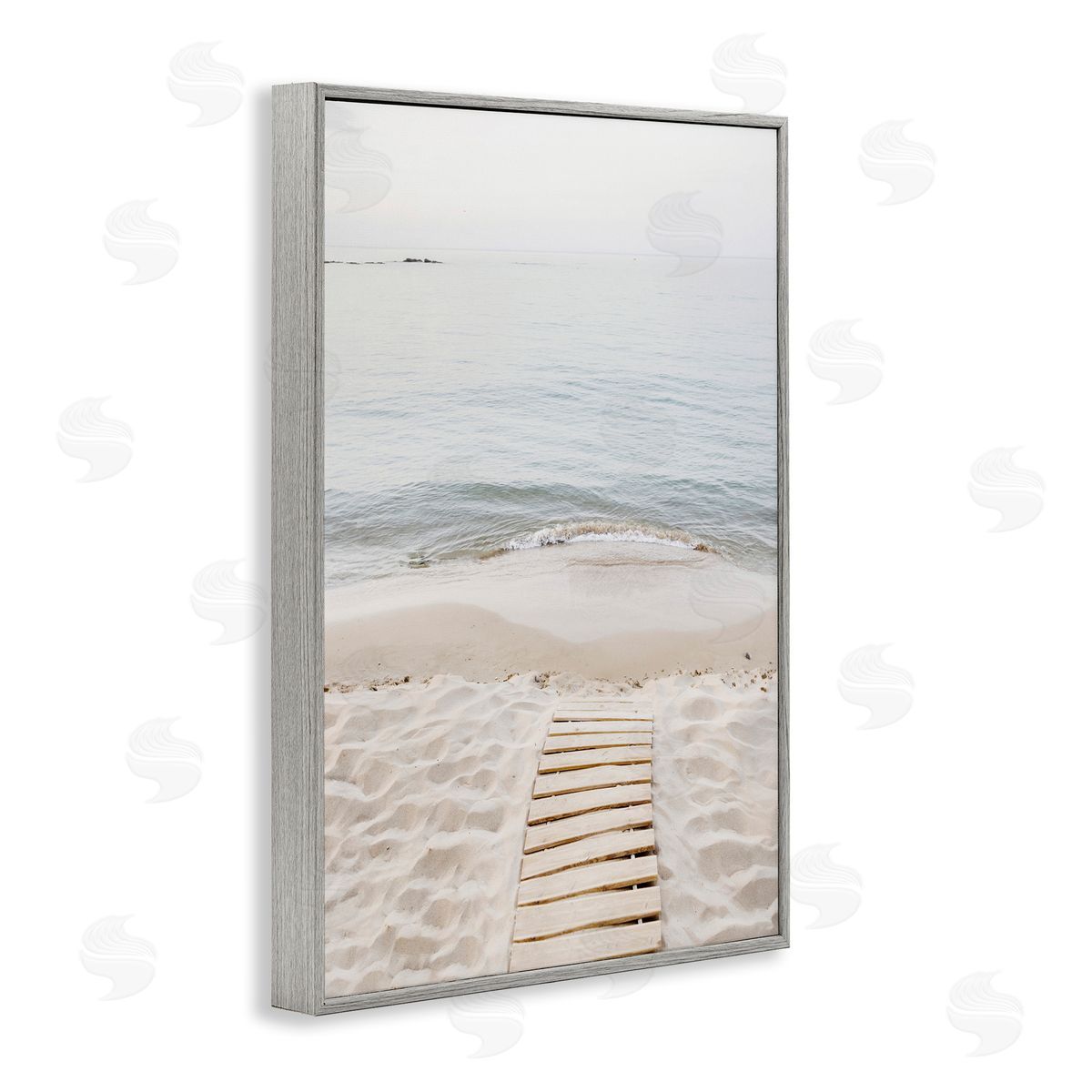 Sisi and Seb Steps Toward Beach Shore Gray Framed Giclee Wall Art Print