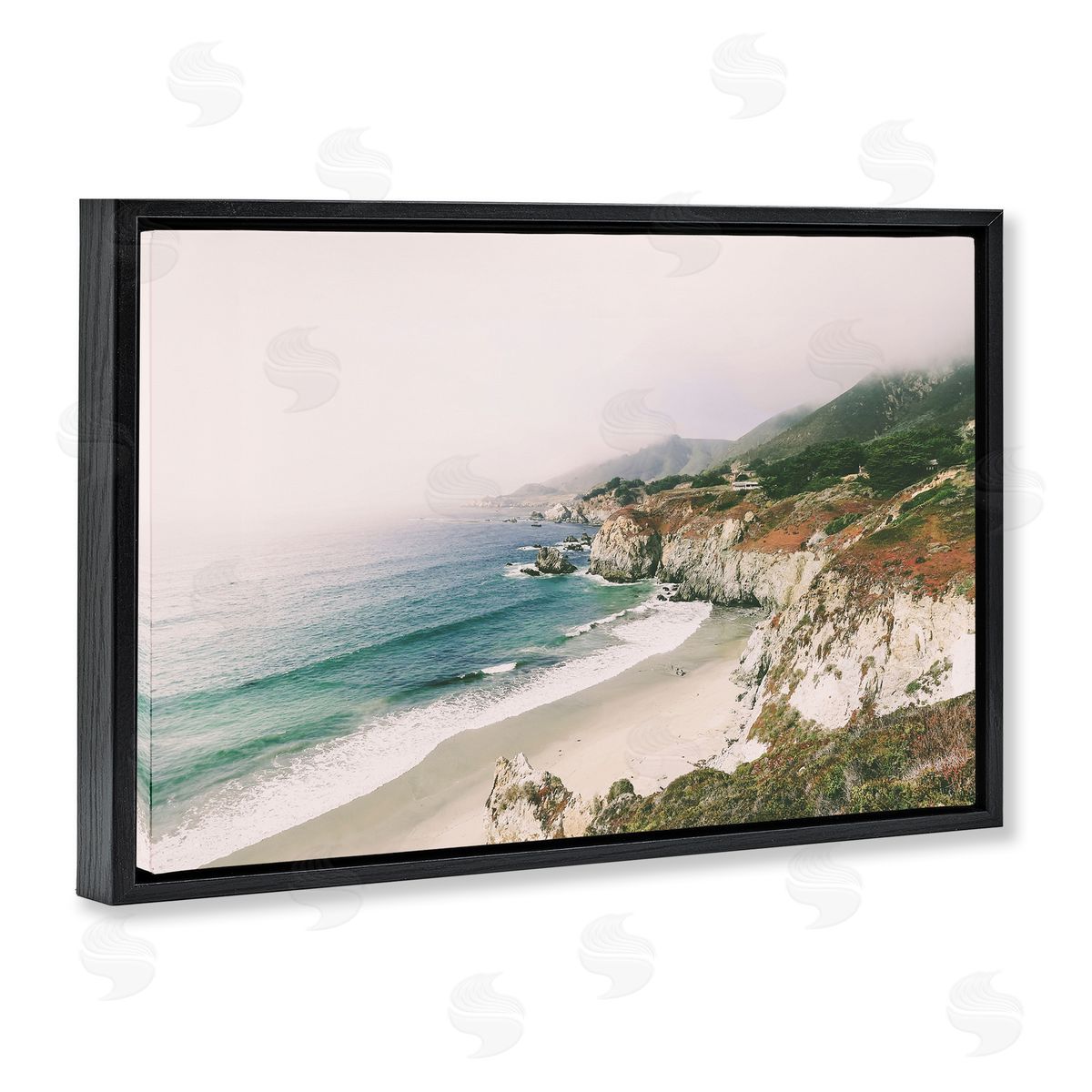 Sisi and Seb Big Sur Coast View Black Floating Frame Canvas Wall Art Print
