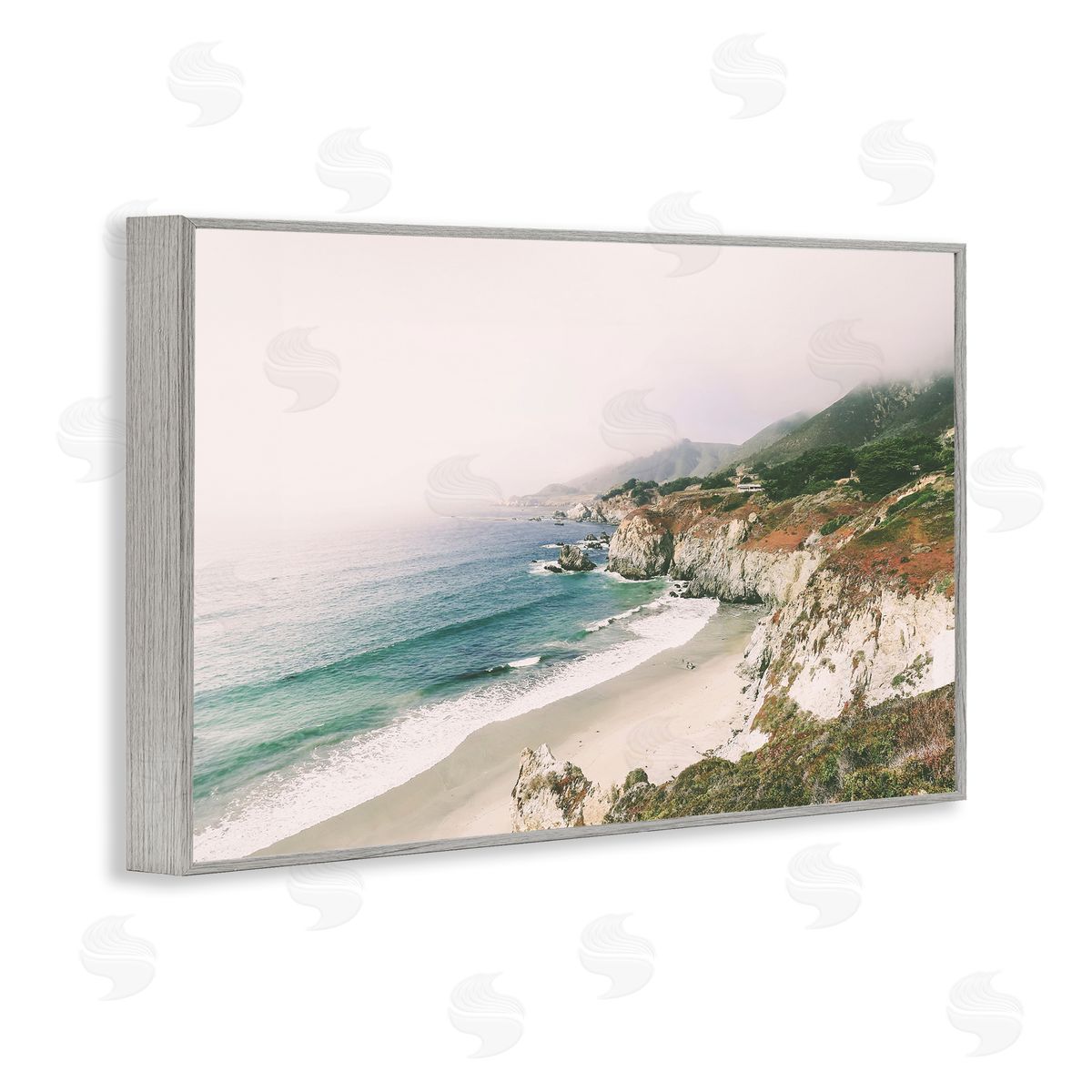 Sisi and Seb Big Sur Coast View Gray Framed Giclee Wall Art Print